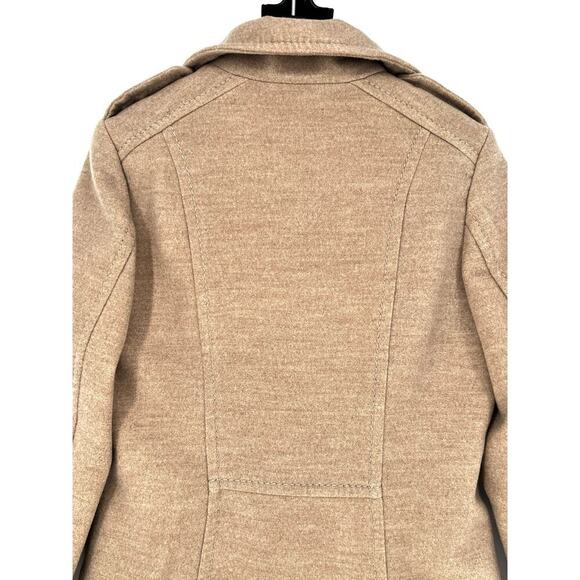 H&M Sz 6 Faux Wool Pea Coat Women’s Lined, Doubled Breasted Beige Career Preppy - Picture 10 of 11
